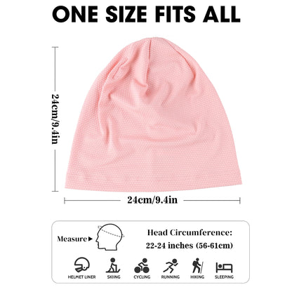 WTACTFUL Cooling Skull Cap for Men Women Breathable Sweat Hat Running Caps Skull Caps Thin Slouchy Beanie for Cycling Motorcycle Riding Football Helmet Hard Hat Liner Summer Sport 2-Pack Black Pink
