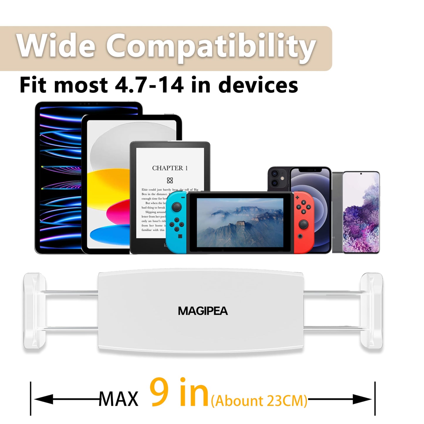 Tablet Stand Holder, Mount Holder Clip with Grip Flexible Long Arm Gooseneck Compatible with ipad iPhone/Nintendo Switch/Samsung Galaxy Tabs/Amazon Kindle Fire HD - Black