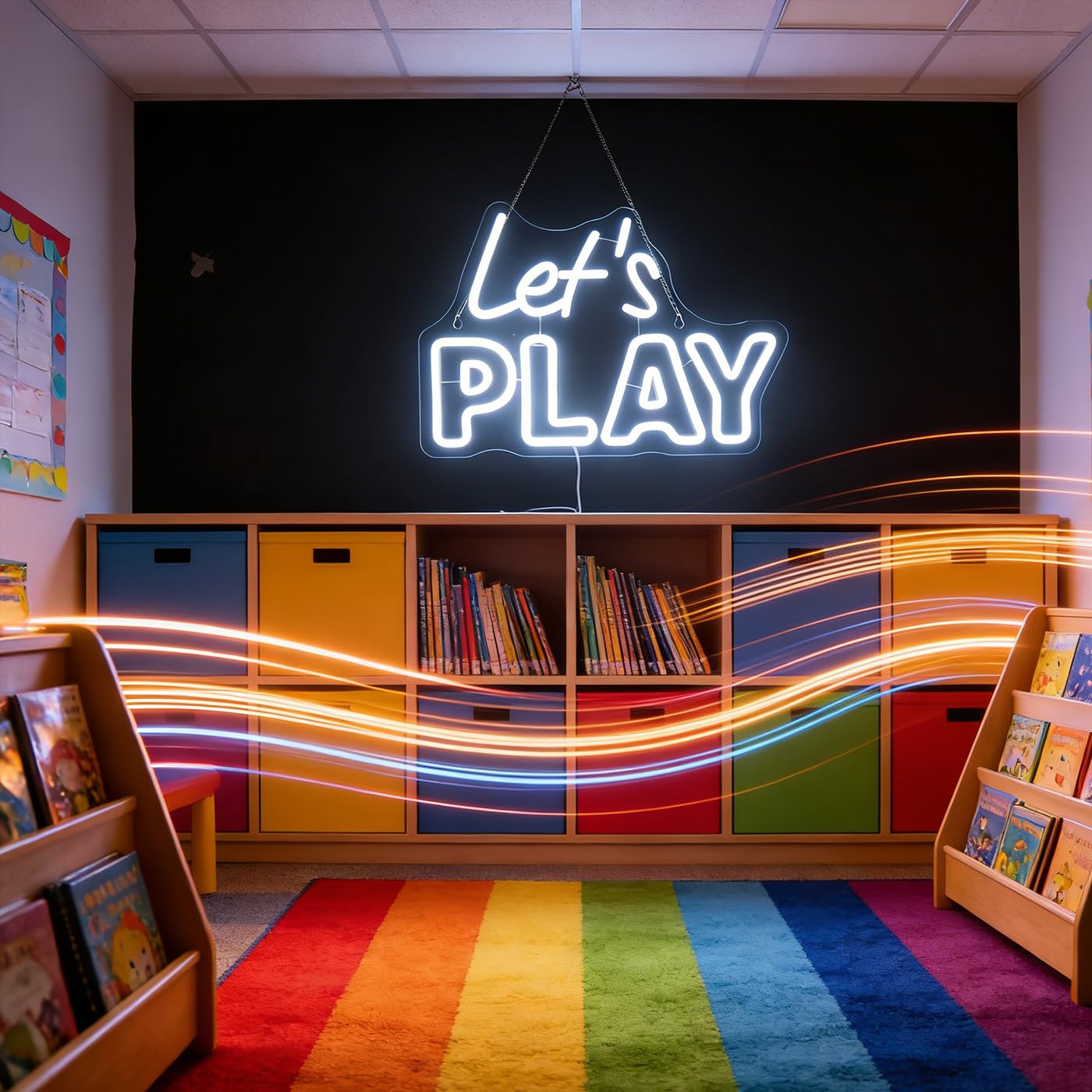 "Let's Play" Playful Neon Light - Fun & Engaging LED Wall Art for Game Room, Playroom, Kids Bedroom or Family Room Decor, Dimmable USB, Inviting Gift for Gamers, Kids & Families