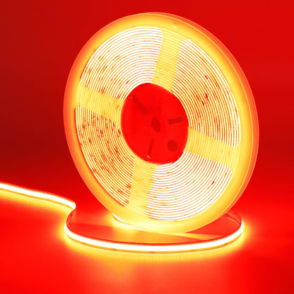 GOMING 32.8ft/10M DC 24V COB Red LED Strip Light Uniform Glow Dotless 384LEDs/M Not Waterproof IP20 Flexible LED Tape Lights for DIY Cabinet Bedroom Kitchen Home Decor(No Power Supply)
