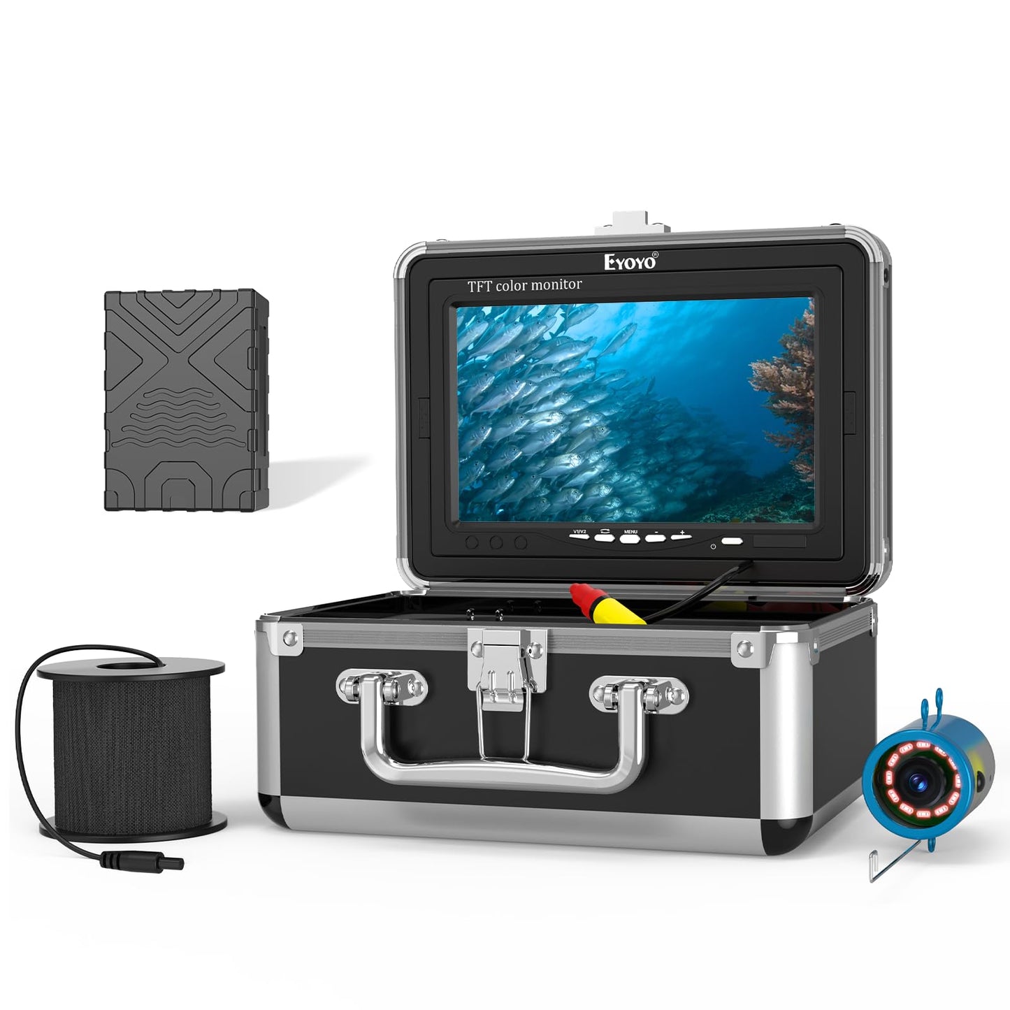Eyoyo Underwater Fishing Camera, Ice Fishing Video Camear 1000TVL with 7 inch LCD Monitor, Waterproof Camera, 12pcs Infrared Lights Fish Finder for Ice Fishing, Lake, Boat