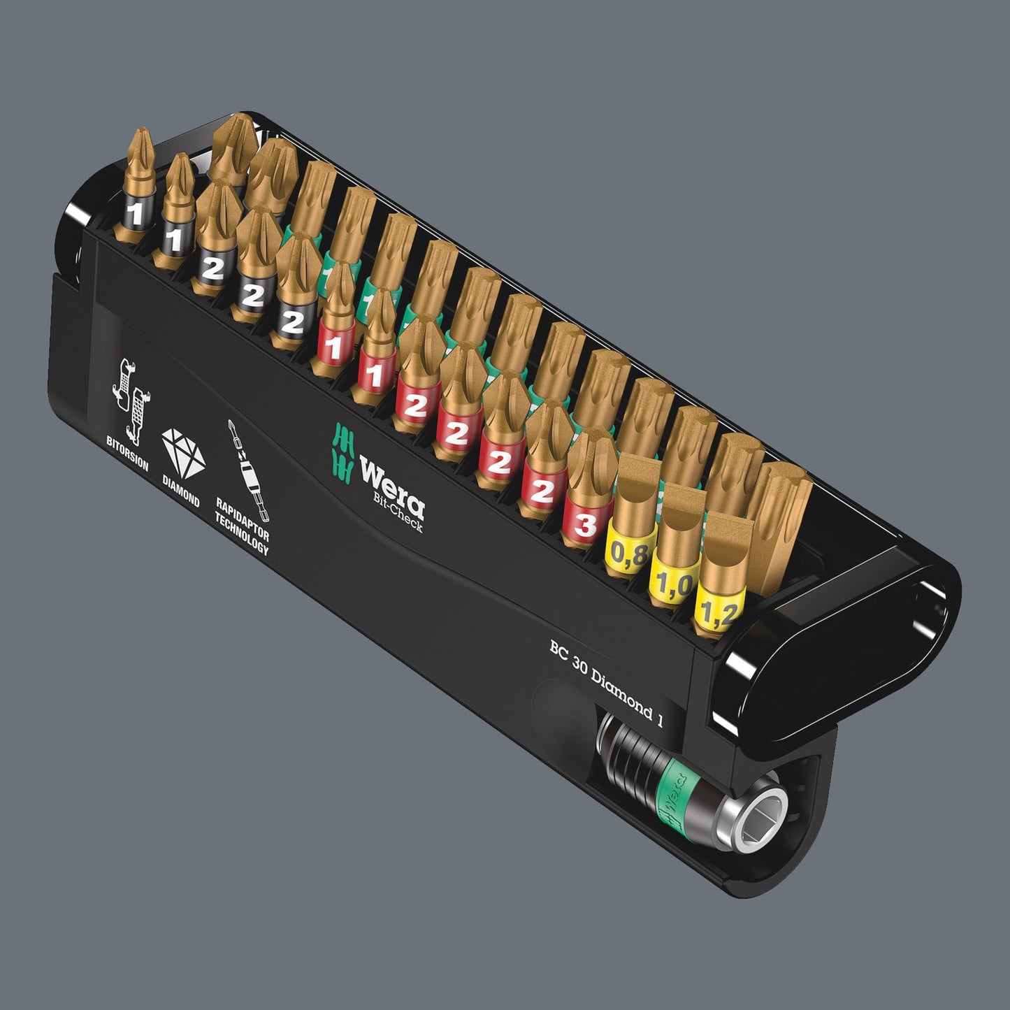 Wera Bit-Check 30 Diamond 1 Anti Cam-out BiTorsion Long Life bit set for drill/drivers PZ,PH,TX,SL 30 piece, 05057431001