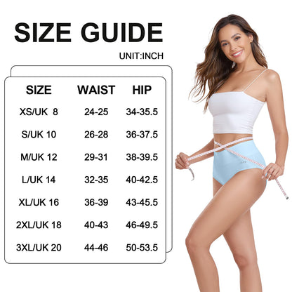 coskefy Underwear Women, High Waisted Cotton Knickers Ladies Full Briefs Soft Panties Slight Tummy Control Pants 5 Pack M