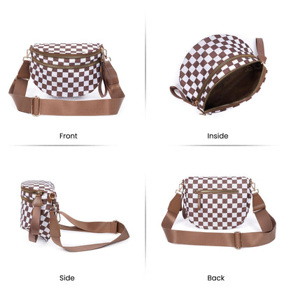 Nylon Crossbody Bags Bum Bag for Women Large Sling Bag Purse with Adjustable Strap（Black）