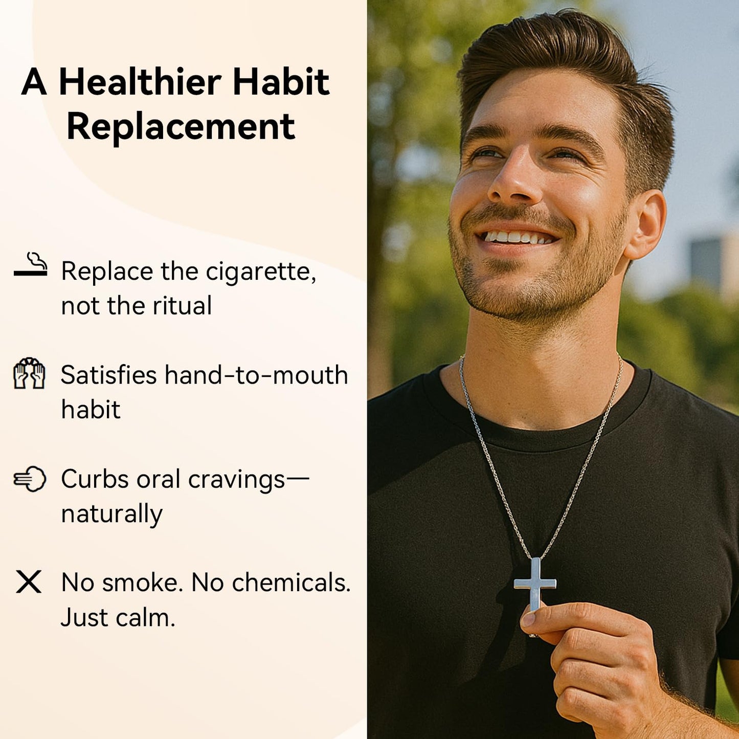 FUNPAR Cross Breathing Necklace for Anxiety Relief and Relaxation, Breathlink Design Quit Smoking Aid, Stainless Steel Mindfulness Tool to Calm, Stylish Wellness Gift for Adults(Gold 41:10)