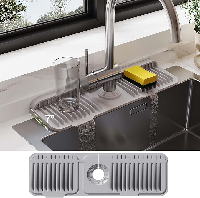 18 Inch Silicone Faucet Mat for Kitchen Sink Splash Guard – 2025 Upgraded