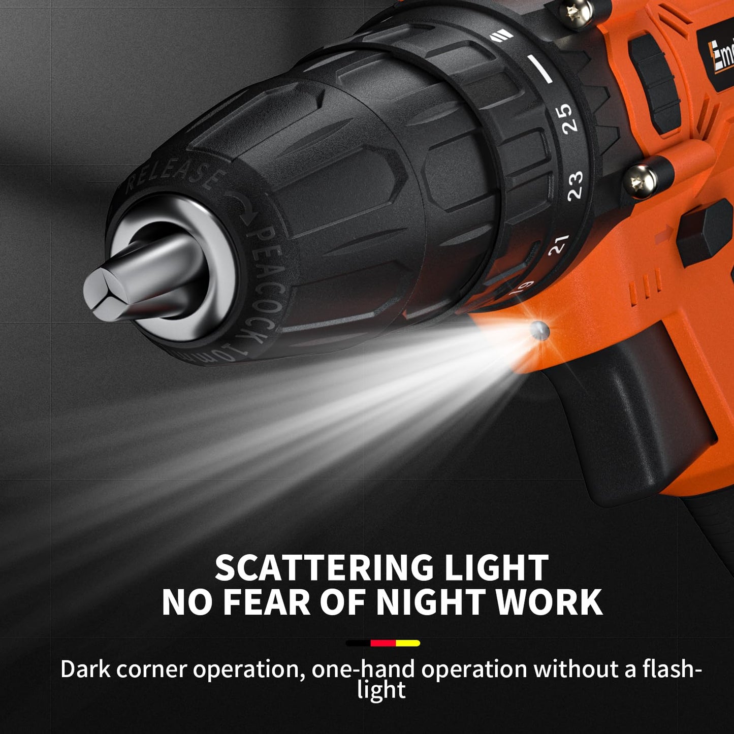 21V Combi Drill Set with 29PCS Accessories, 0-400/0-1400rpm 2 Variable Speed Cordless Screwdriver Max 45N.M Torque Portable Small Drill, 1500mAh Rechargeable Battery, Charger, Orange