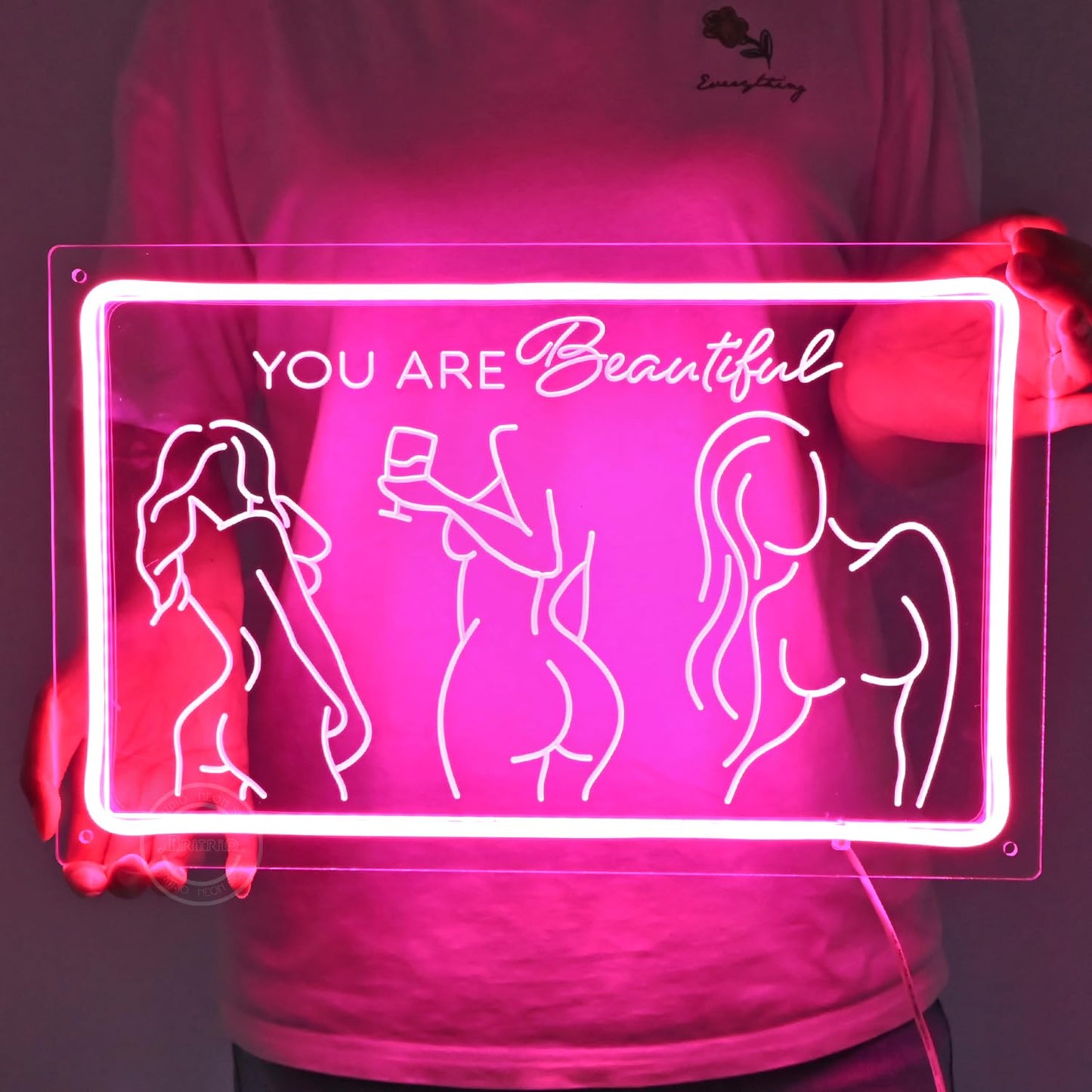 Britrio Lady Back Neon Sign Pink Neon Wall Art Decor You Are Beautiful LED Night Light for Girl Bedroom Man Cave Home Bar Pub Store Home Party Decor Women Birthday Gifts 15.75 IN