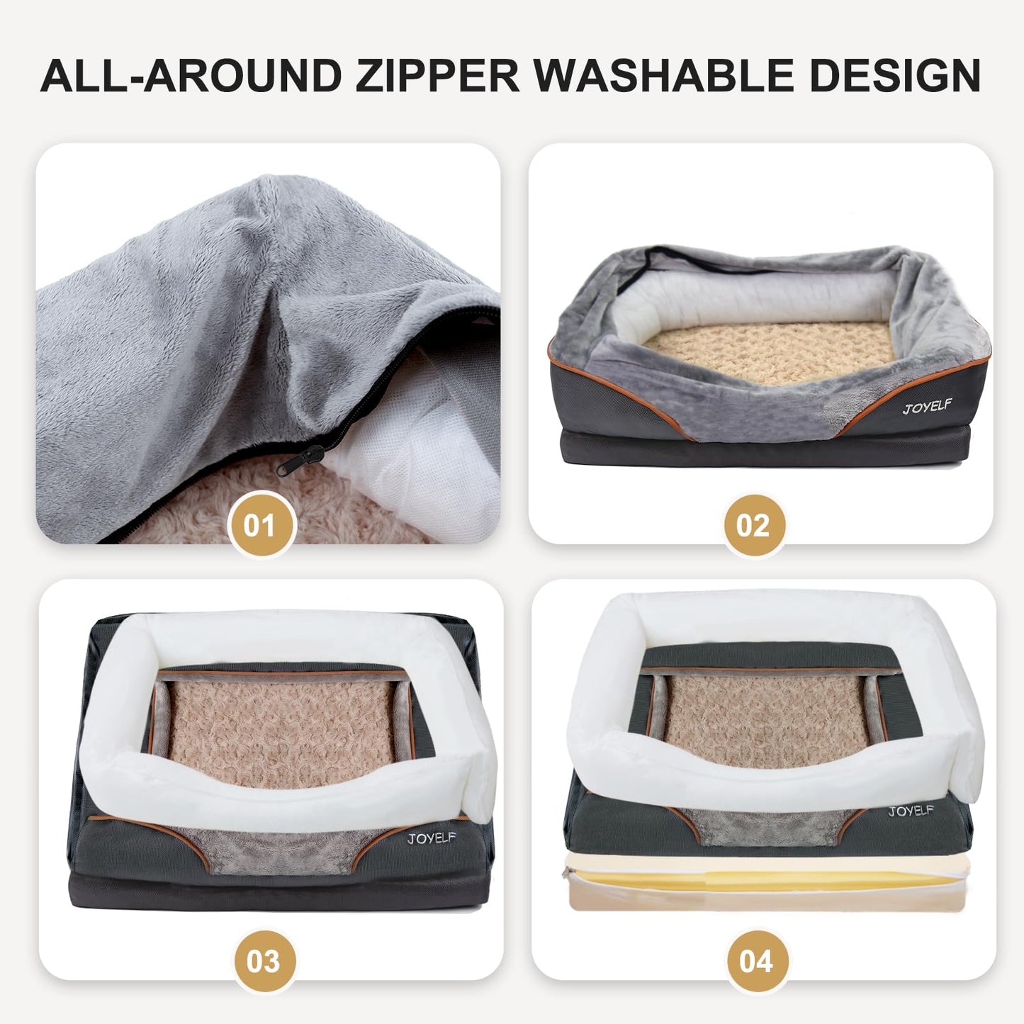JOYELF XLarge Memory Foam Dog Bed, Orthopedic Dog Bed & Sofa with Removable Washable Cover and Squeaker Toy as Gift