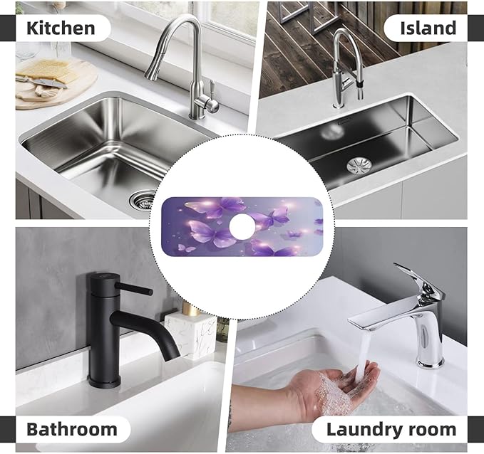 Purple Butterfly Kitchen sink faucet pad, strong water absorption, anti slip