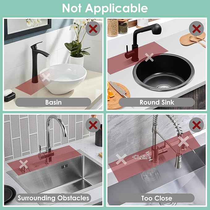 17.7 Inch Silicone Faucet Mat for Kitchen Sink Splash Guard