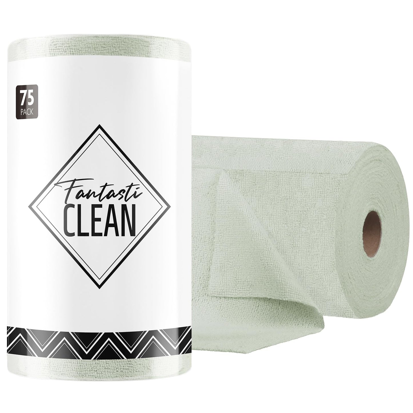 Fantasticlean Microfiber Cleaning Cloth Roll -150 Pack, Tear Away Microfiber Towels, 12" x 12", Reusable, Washable, Ultra Absorbent Dishcloth for Home Supplies, Car, Pet, Kitchen (2 Rolls of Grey)