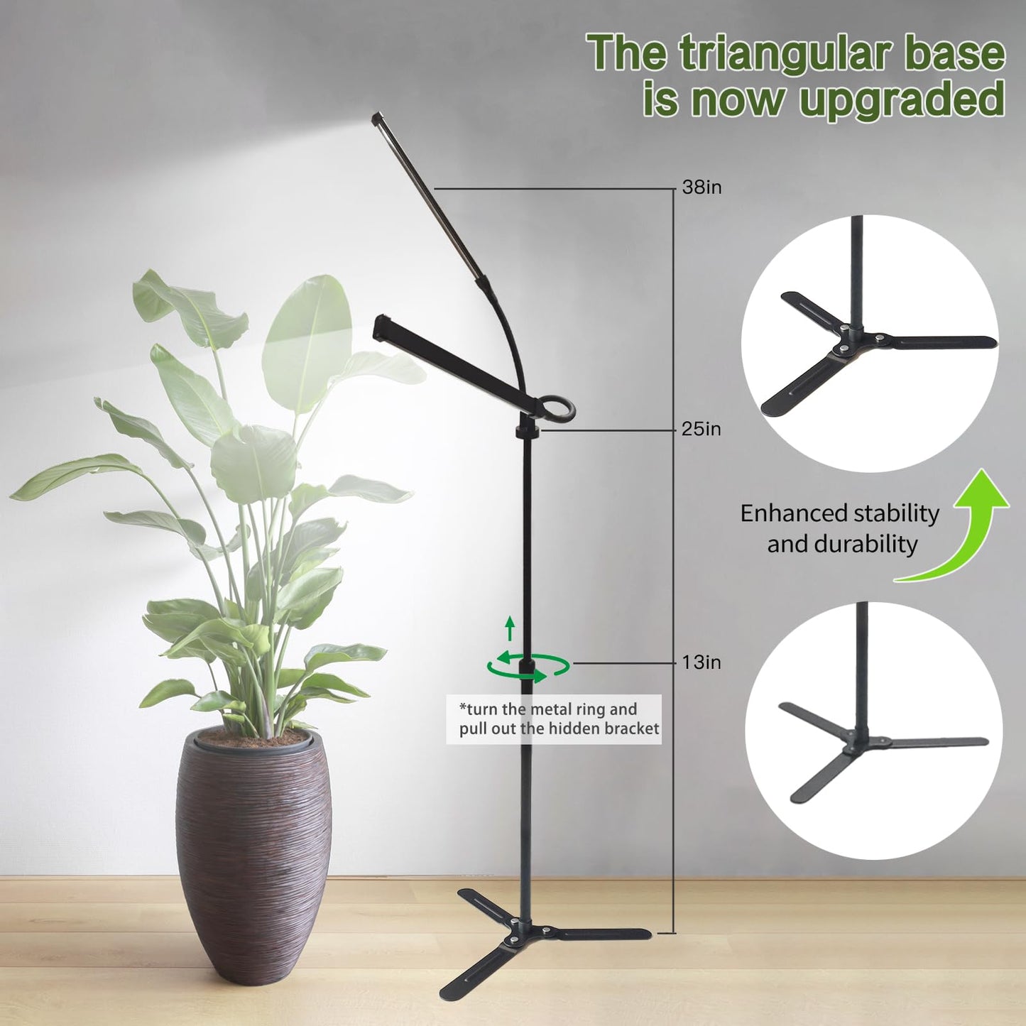 CalKoo 2025 Professional Grow Lights for Indoor Plants Growing, 126 LEDs 6000K Full Spectrum Plant Grow Lights Indoor, Height Adjustable (13-38''), 3 Spectrum Modes + 10 Dimming with 4/8/12/18H Timer