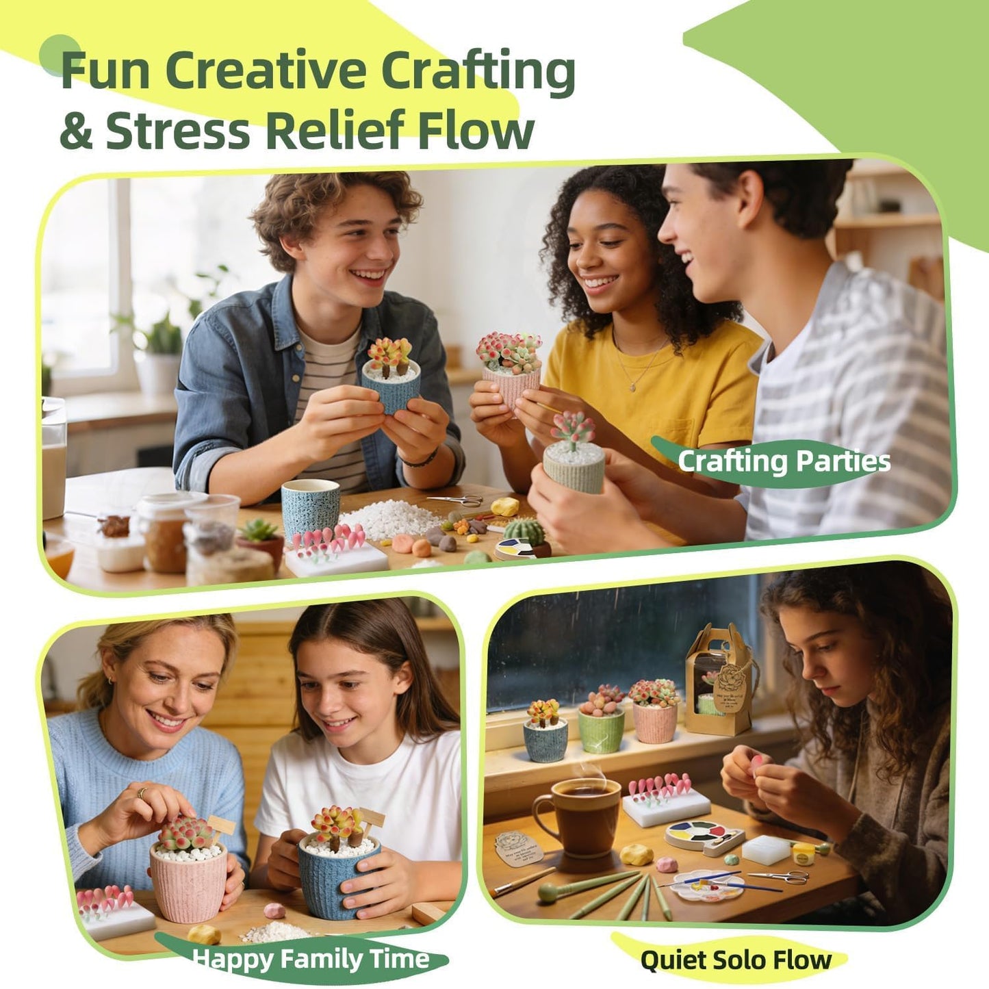 Microland Craft Kits for Teens Crafty Clay Kit for Succulents Flower Making Fun Adult Activities of Arts and Crafts Art Therapy Crafting Set Creative Gift for Artist Girl Mothers Day Gift for Mom Wife