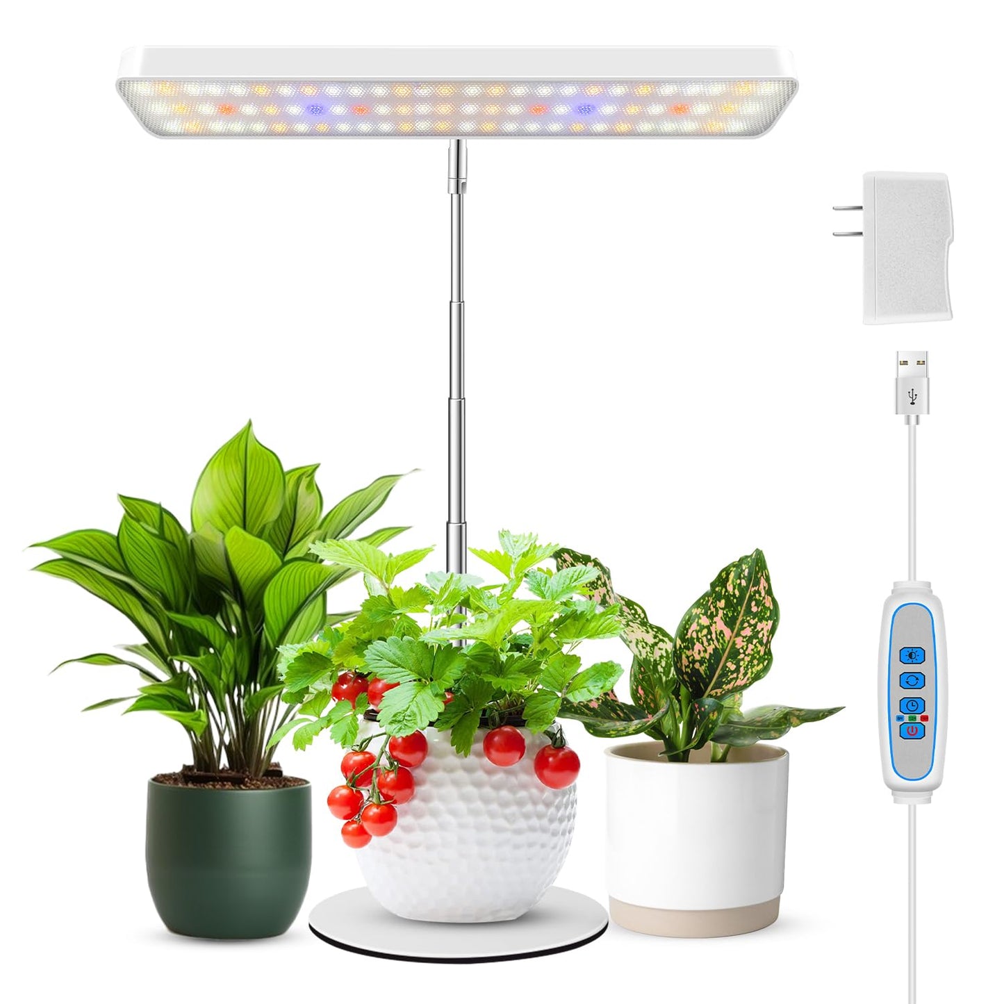 Wiaxulay Grow Light, 78 LED Plant Light for Indoor Plants, Full Spectrum Desktop Growing Lamp with Auto Timer 6/12/16 Hrs, 3 Lighting Modes, 5 Dimmable Levels, Height Adjustable 7.8"-26", 1 Pack