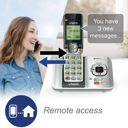 VTech CS6719-2 2-Handset Cordless Phone with Caller ID/Call Waiting, Handset Intercom & Backlit Display/Keypad, Silver