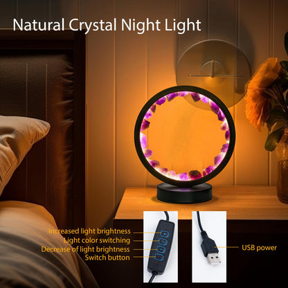 Runyangshi Runyansghi Amethyst Night Lamp 8.6'' Natural Healing Crystal Bedside USB Port 3 Colours Dimming Mode Bedroom Suitable Light for Living Room Office Home Decor Ideal Gift