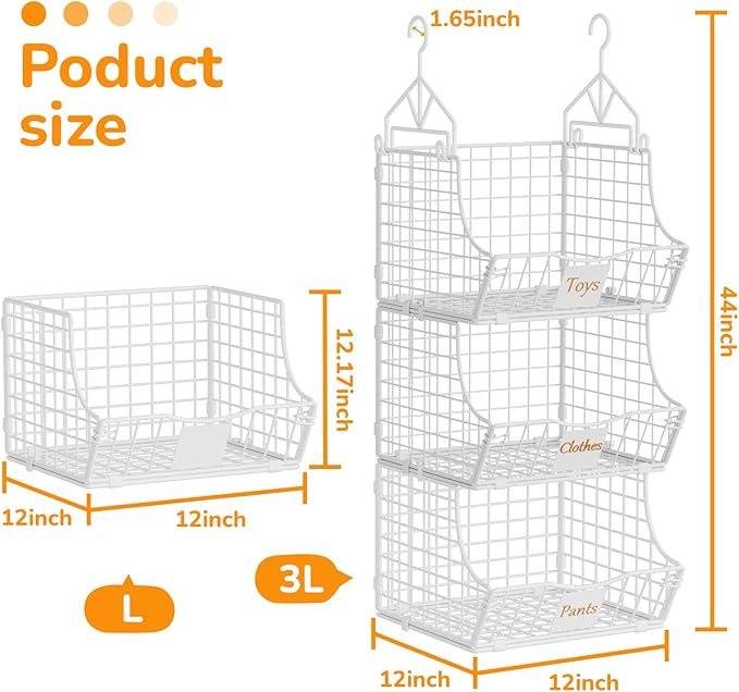 Hanging Closet Organizers and Storage, 3 Tier Closet Shelf Clothes Organizer