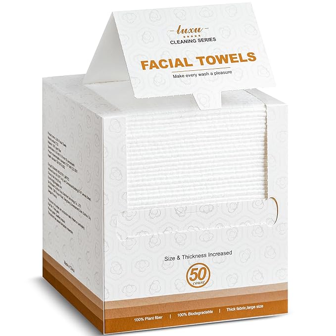 Disposable Face Towel, Biodegradable Facial Towels, Extra Thick Soft Large