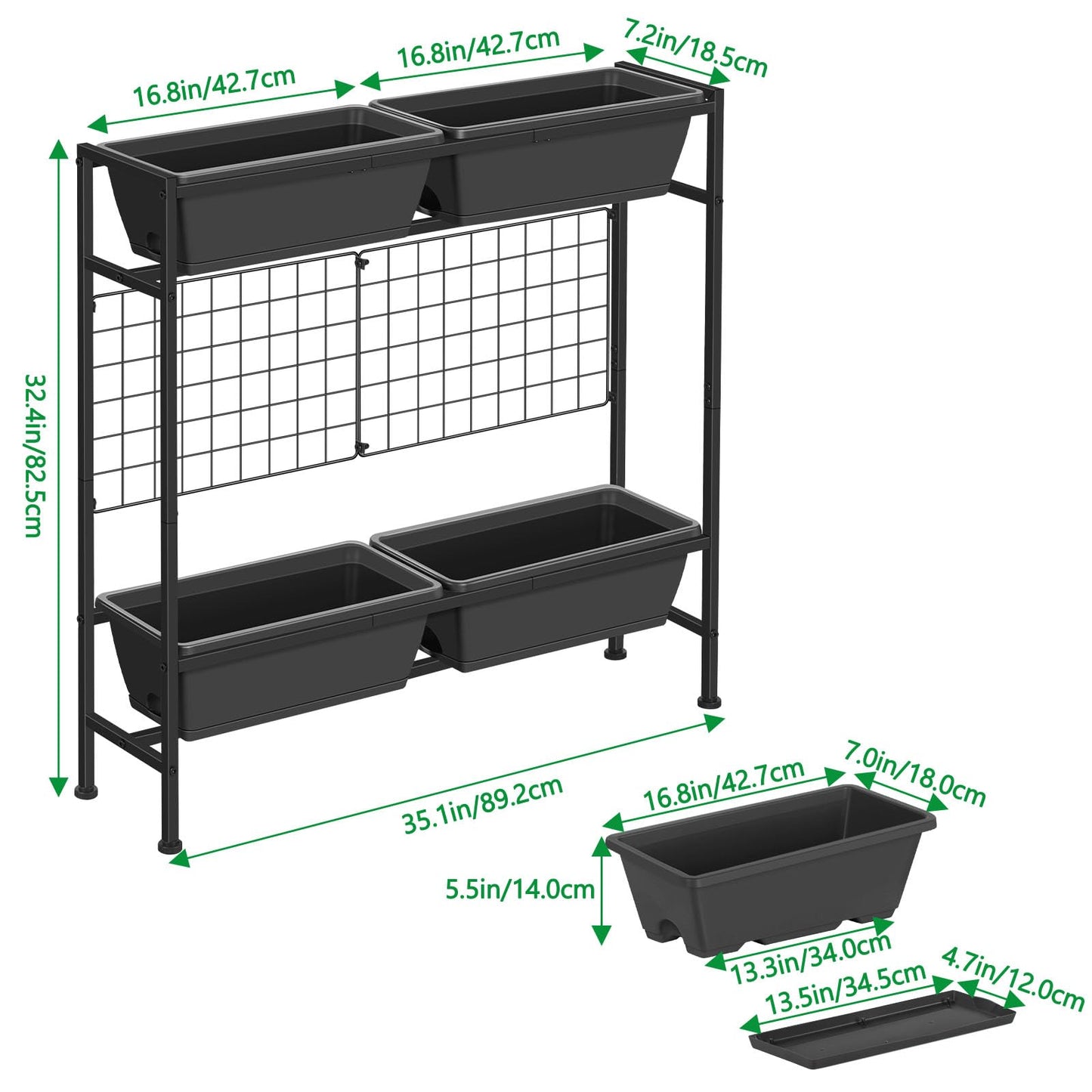 ETELI Vertical Garden Planter Raised Garden Beds with Legs Elevated Garden Planter Boxes with Trellis Patio Balcony Herb Garden Planter Beds Outdoor for Flowers Vegetables, Gray