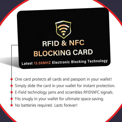 SaiTech IT RFID Blocking Card, One Card Protects Entire Wallet Purse, NFC Contactless Bank Debit Credit Card Protector ID ATM Guard Card Blocker–(Black) (5 Pack)