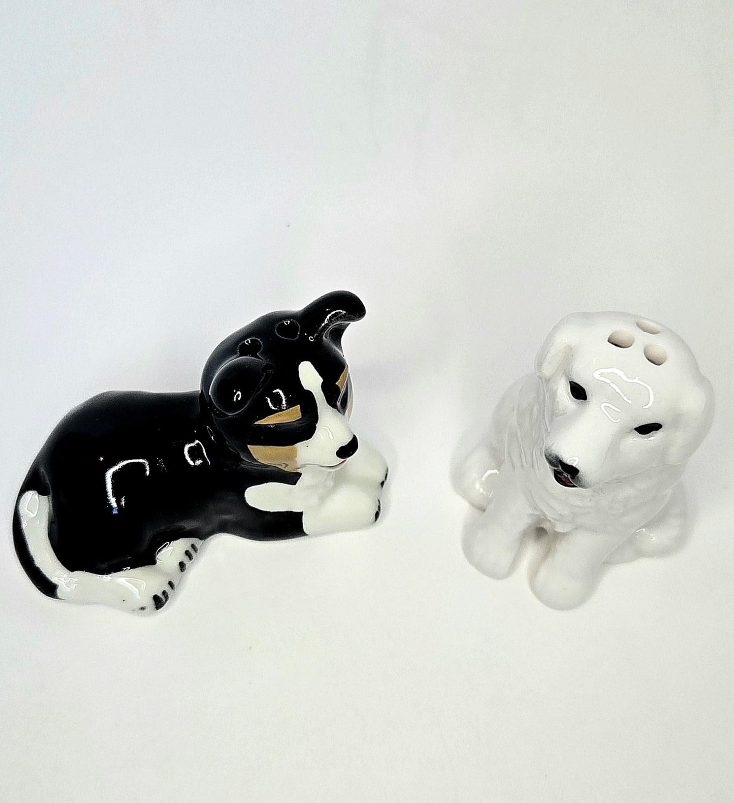Border Collie & Great Pyrenees Dog Mini Ceramic Salt & Pepper Shaker Set, 3 x 2 x 1 inches