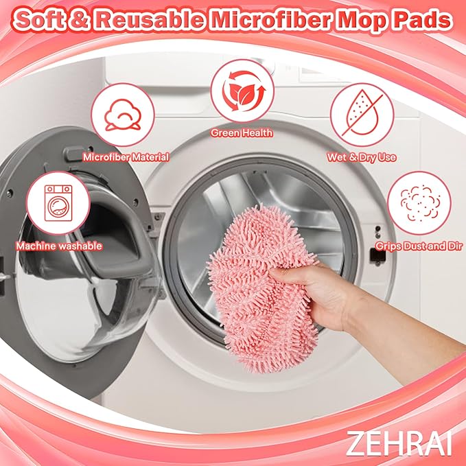 6Pcs Reusable Microfiber Mop Pads Compatible