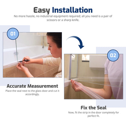 NYCENT Shower Door Seal Strip for 4-6mm Glass - Covers up to 20mm Gap - Perfect Transparent Shower Screen Seal Replacement with 90cm Adjustable Length (Straight)