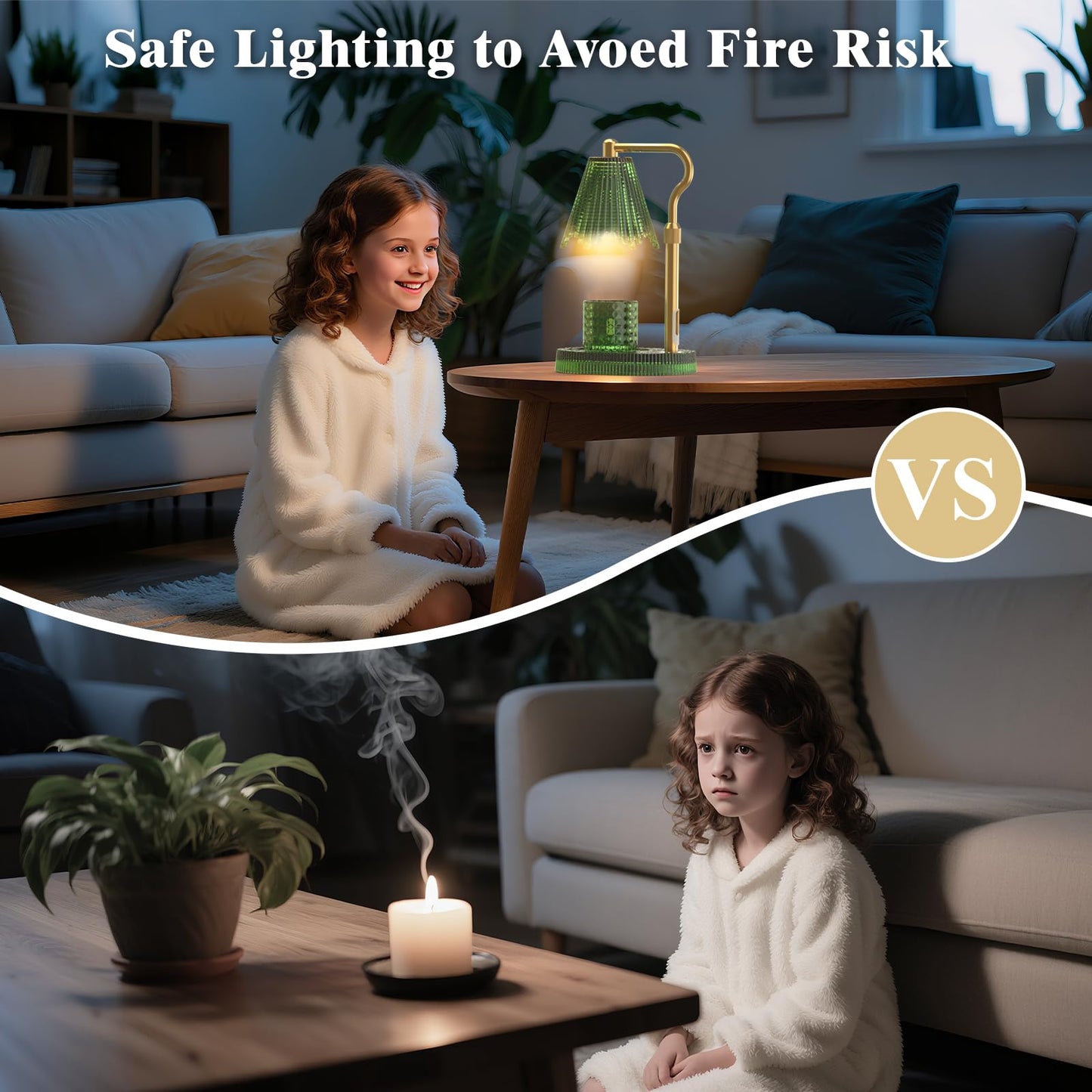 WYghyronic Candle Warmer Lamp with Timer & Dimmable 4-Level Brightness - Adjustable Height,for New Home Bedroom, Gifts for Women (Green)