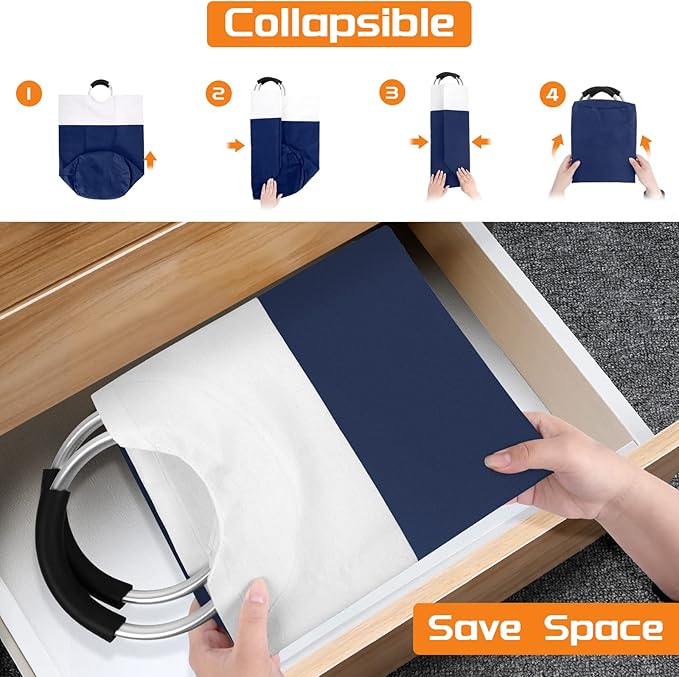 BlissTotes 90L Laundry Basket, Freestanding Laundry Hamper, Collapsible Dirty