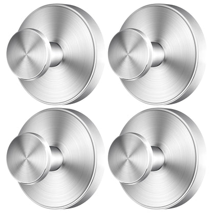 SOCORIA 2026 Upgraded Drill-Free Suction Cup Hooks, Stainless Steel Suction Cup Hooks for Shower, Mirror, Wall, Bathroom, Glass, Hanging Towels - 4 Pack, Brushed Silver