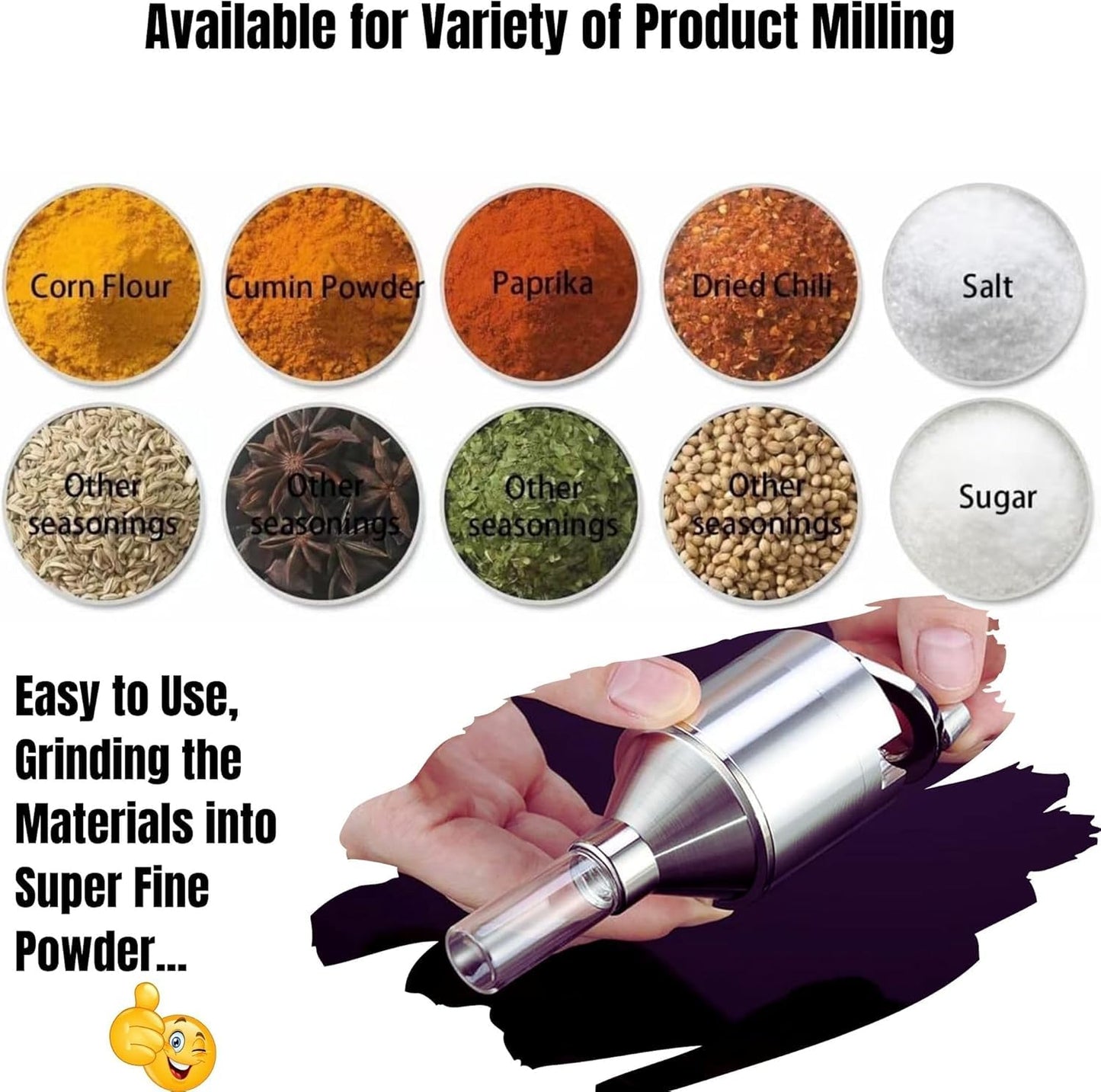 Manual Kitchen Spice Grinder Set for Pepper Salt Seasoning Mill