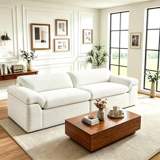 Vesgantti 118" Modular Sectional Couch, Comfy Corduroy Upholstered Cloud Couches