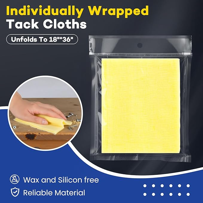 CAREGY 16Pcs Tack Cloth for Removing Dust from Woodworking, Sanding Particles