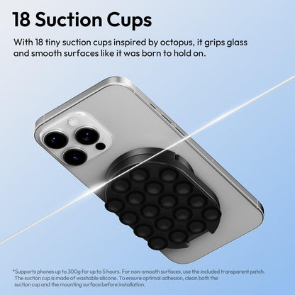 ULANZI MA39 3-in-1 Suction Magnetic Phone Holder for MagSafe, 360° Rotatable Phone Tripod Mount with Carabiner Clip, Compatible with for iPhone 17-12, Ideal for Car Dashboard, Gym, Kitchen, Office