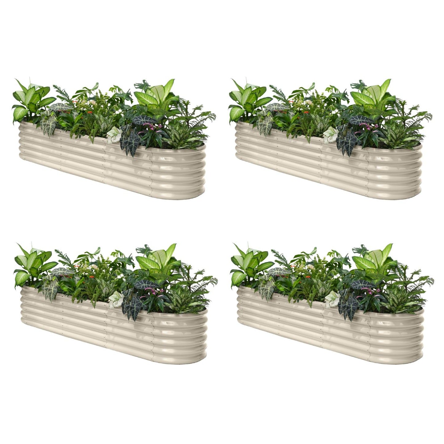 Annoell 4-Pack Galvanized Raised Garden Bed 8x2x1.5 ft, 17" Tall Planter Boxes Outdoor, Zn-Al-Mg Metal Raised Beds for Gardening Herb Fruit Vegetable, Modular Flower Bed for Outdoor Plants-Sand Beige