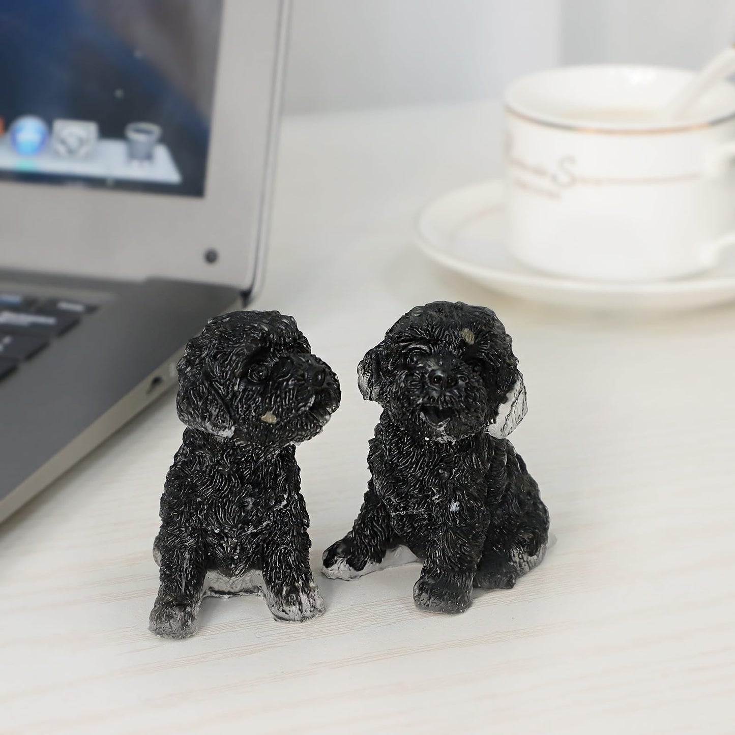 mookaitedecor 2.5 Inch Black Obsidian Crystal Poodle Dog Statue Sitting Animal Dog Sculpture Figurine for Home Decoration Collectible Ornament