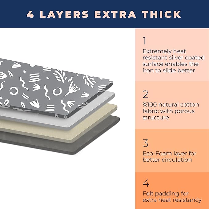 Ironing Board Cover and Pad Extra Thick Heavy Duty Padded Multiple Layers