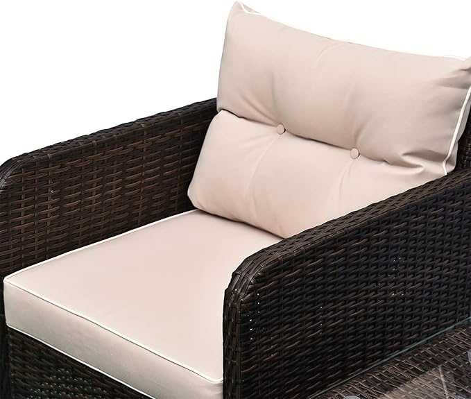 Outsunny 5 Pieces Rattan Wicker Lounge Chair Outdoor Patio Conversation Set