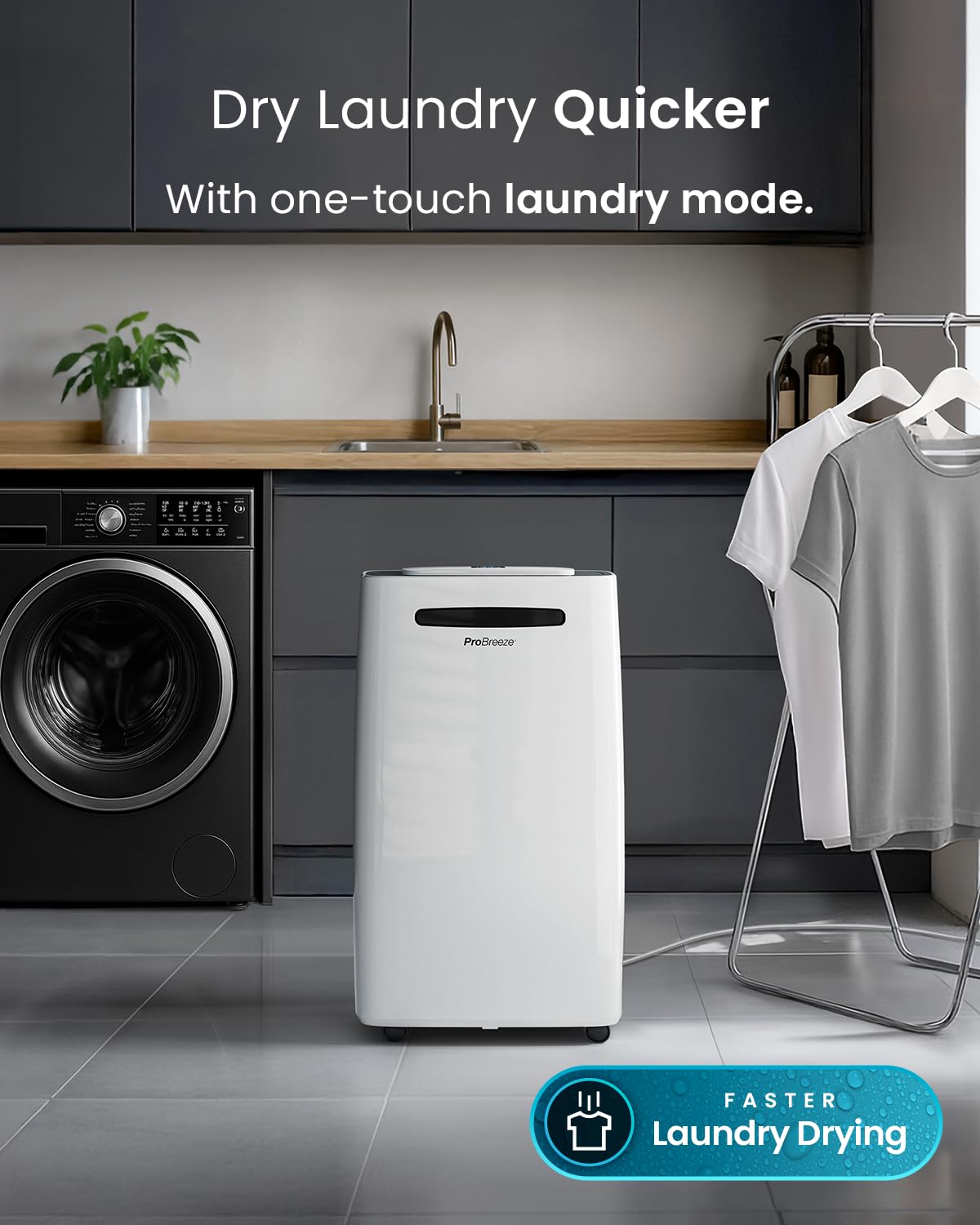 Pro Breeze® 20L/Day Dehumidifier with Digital Humidity Display, Sleep Mode, Continuous Drainage, Laundry Drying and 24 Hour Timer - Ideal for Damp and Condensation