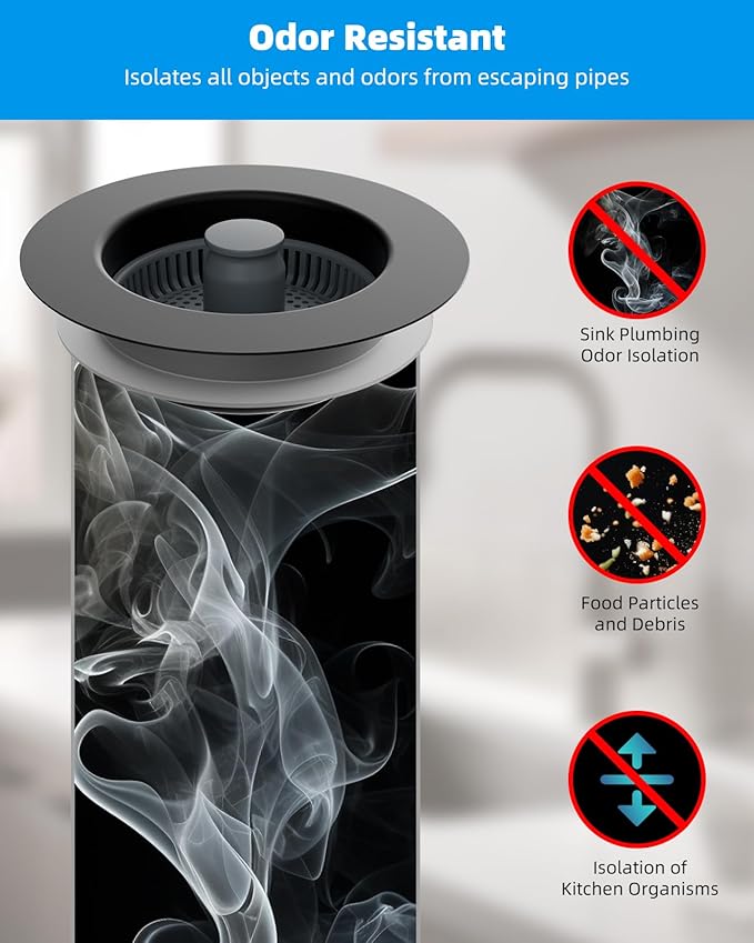 Hibbent Upgraded 3 in 1 Kitchen Sink Drain Strainer and Stopper Combo,
