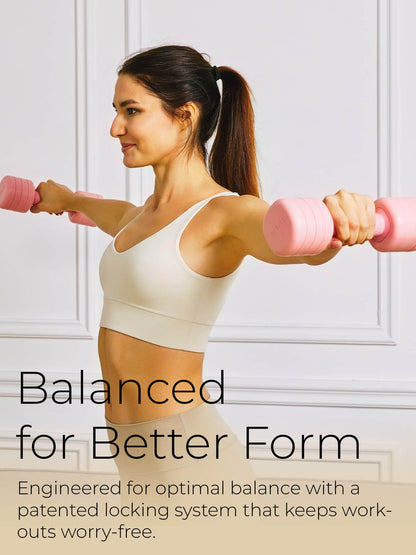 kure.fit Adjustable Dumbbell Set｜2LB 3LB 4LB 5LB Light Hand Weights for Women｜One-Twist Weight Adjustment｜Non-Slip Curved Grip Handle｜Free Weights for Home Gym, Rehab, Pilates, Yoga, Strength Training