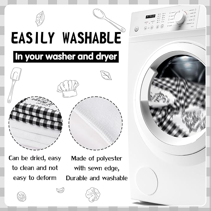 R HORSE 5Pcs Religious Christian Kitchen Dish Towel Black and White Check