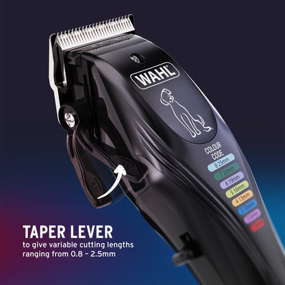 WAHL Colour Pro Rechargeable Pet Clipper, Clippers with Coded Combs, Full Coat Grooming for Dogs, Low Noise, Corded/Cordless Dog Clippers, Black