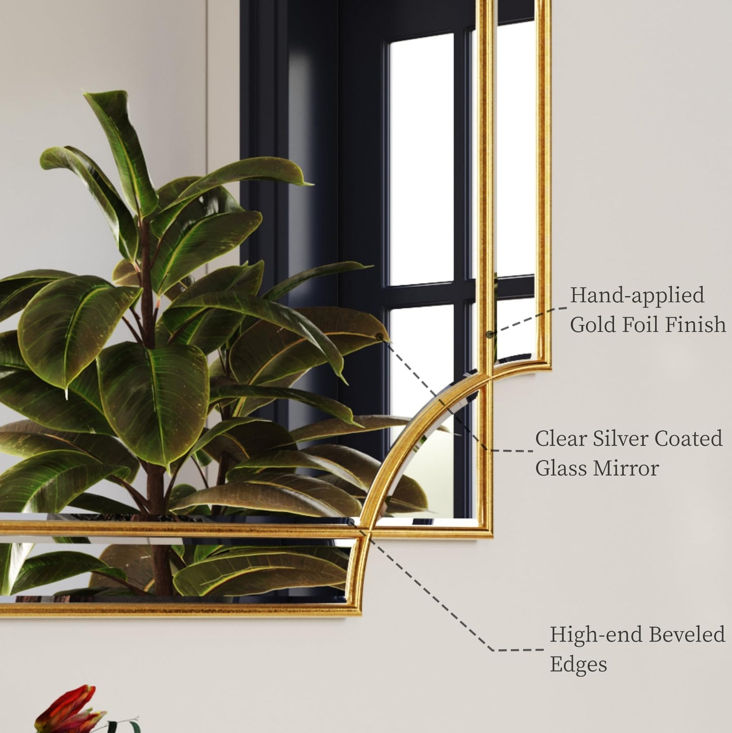Kelly Miller Gold Traditional Mirror for Wall, Art Decorative Beveled Full Length Mirror for Home Decor, Bathroom, Living Room, Bedroom, Kitchen, Farmhouse, Entryway, 24"x48" Large