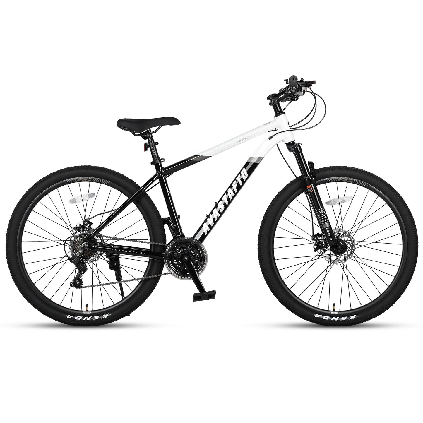 AVASTA 27.5-inch Mountain Bike for Man Male and Woman Female Adult with Lightweight Aluminum Alloy Frame and Dual Disc Brakes,Front Suspension,21-Speed Gear Shifters,Hidden Brake Cables,Color White