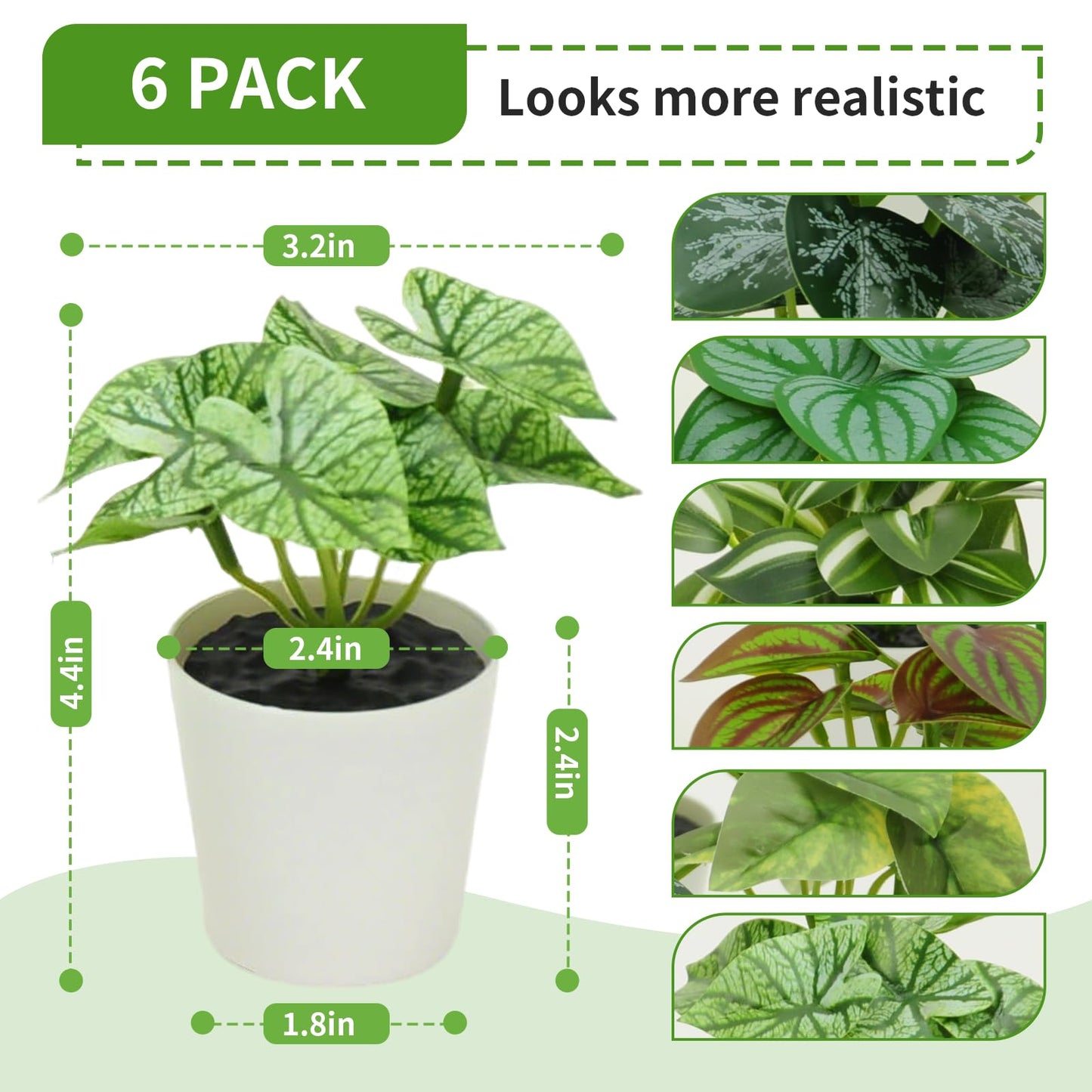 Freyalife 6 Pack Fake Plants for Room Decor,Mini Artificial Potted Plants for Home Office Living Kitchen Classroom Table Shelf Desk Farmhouse Bathroom Indoor Decor