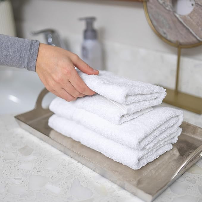 Hawmam Linen White Hand Towels for Bathroom, 16x29 Inch, Premium Turkish Cotton