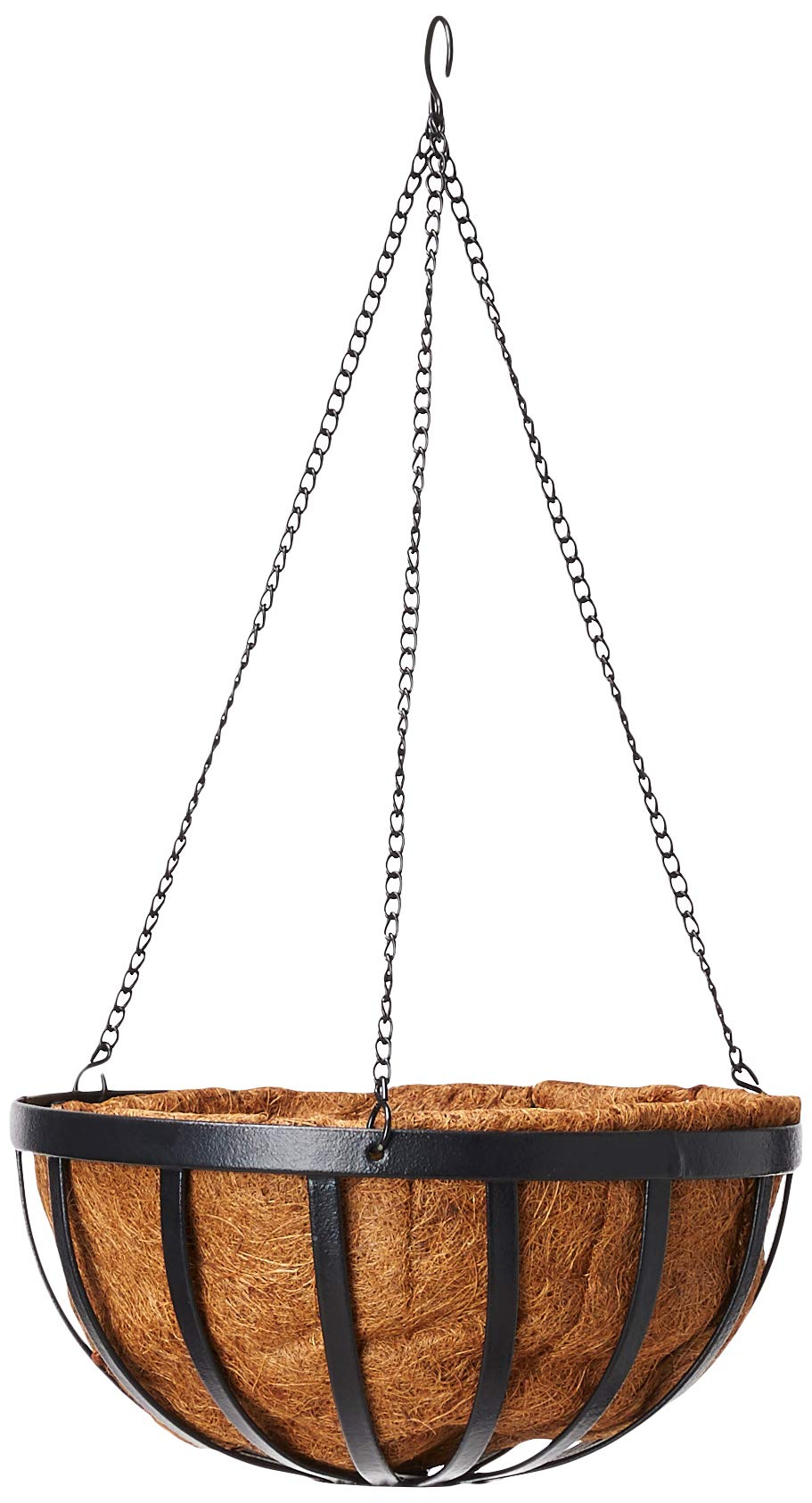 Arcadia Garden Products 1524 Solstice Series Coconut Hanging Basket, 14", Black