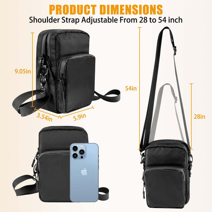 JACZZO Magnetic Gym Bag,Crossbody Bag For Women And Men, Small Gym Bag,Gym Accessories,Gym Gifts, Two-Layer Space (Black)